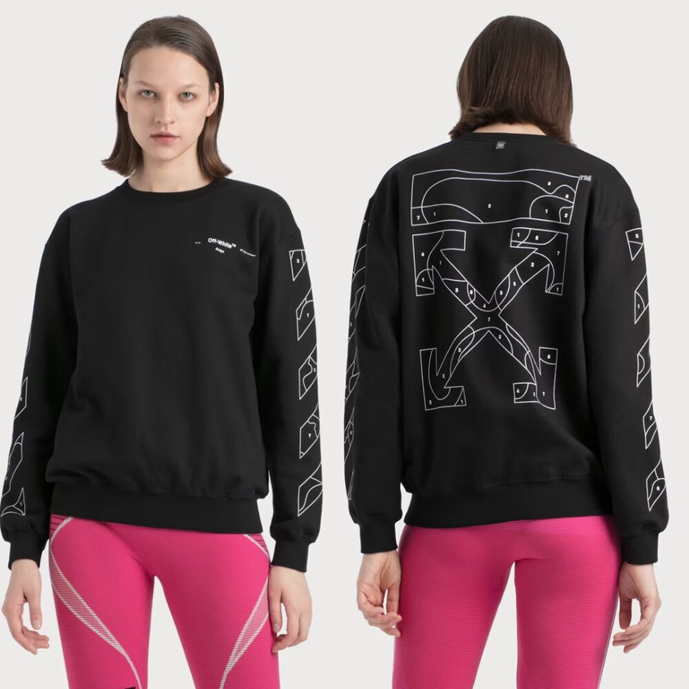 Off-White Virgil Abloh Puzzle Arrows Crewneck Sweatshirt Black XXS